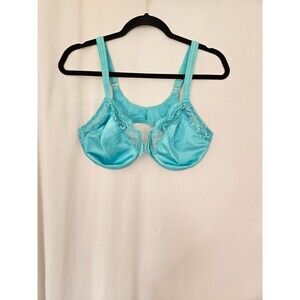 New VTG Victoria's Secret Second Skin Satin Bra 40 D Bra Aqua